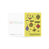 unfolded merry Christmas vintage ornament card