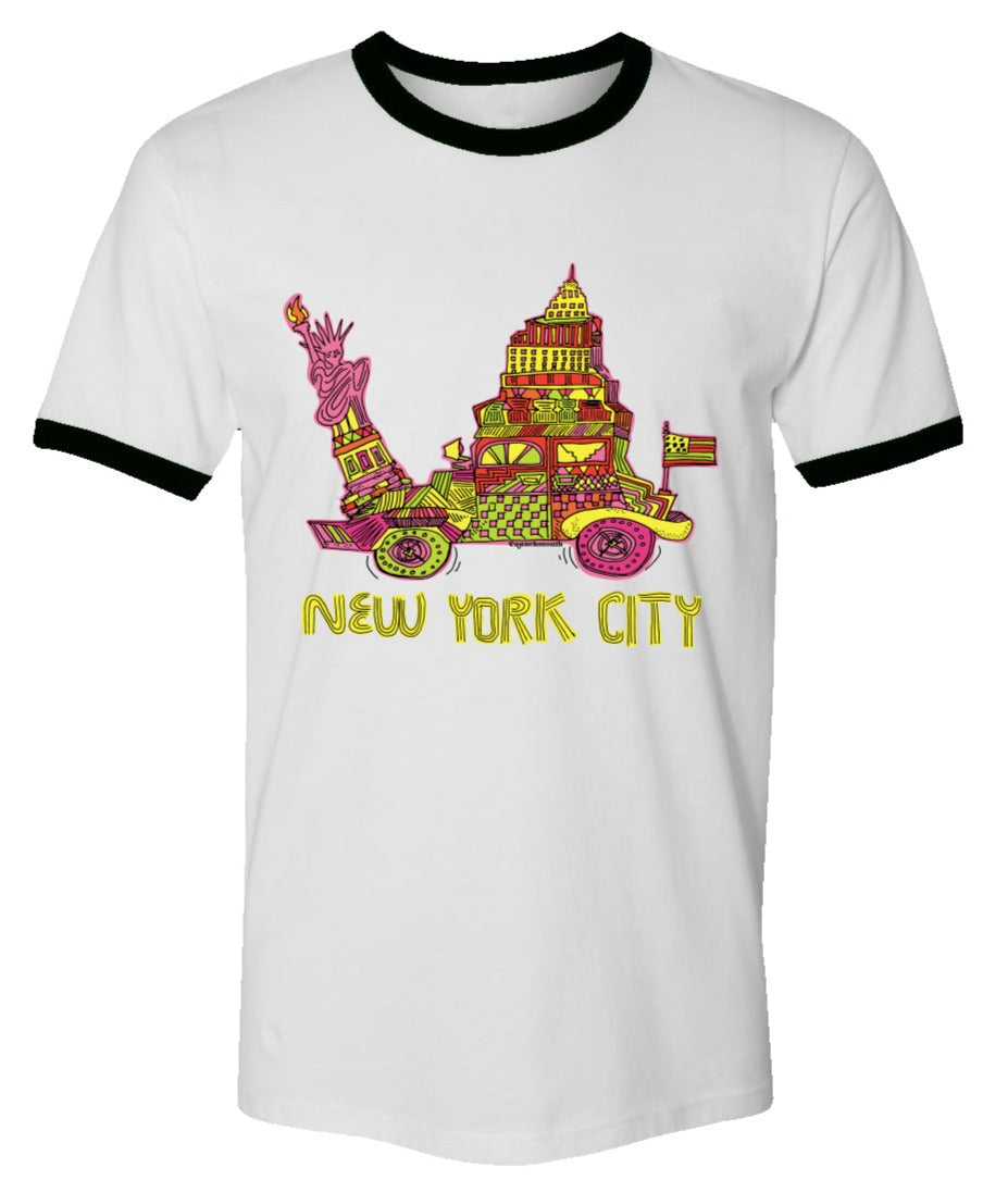 new york ringer tee white/black