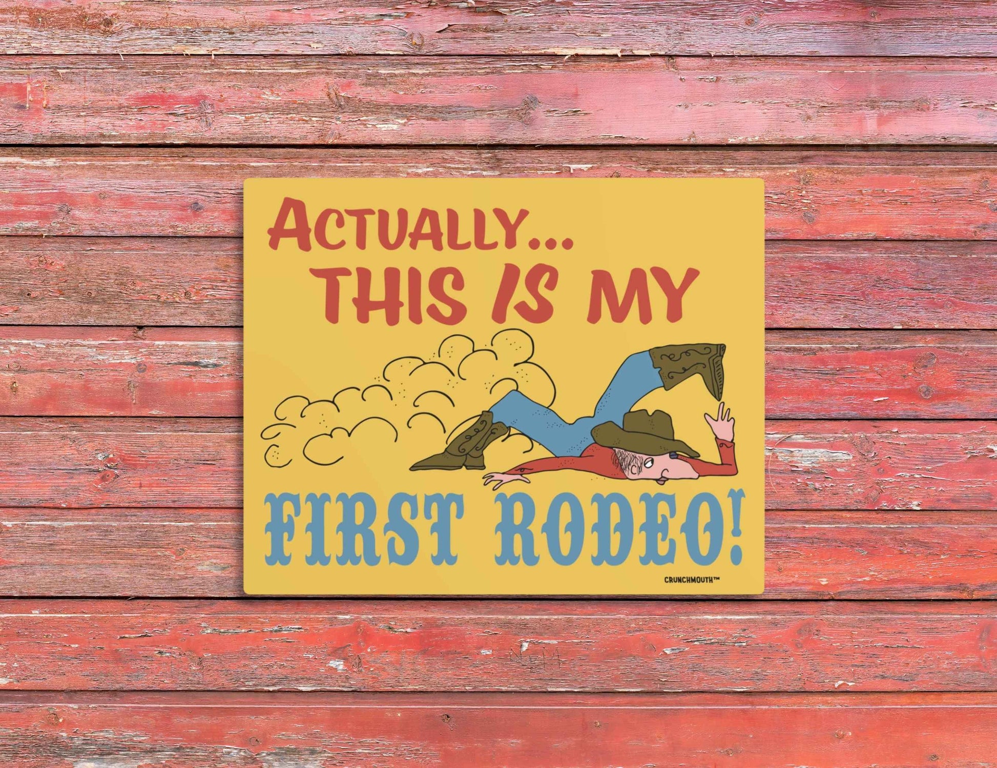 actually this is my first rodeo interior wall sign, red wood panel background
