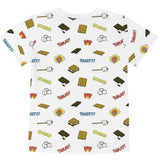 S'mores Theme Crewneck Shirt for Kids | Campfire Smores All Over Print T-shirt for Boys & Girls