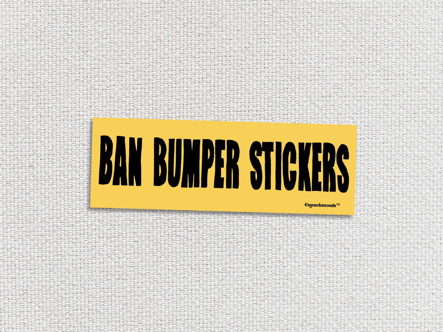 ban bumper stickers bumper sticker, white textured background