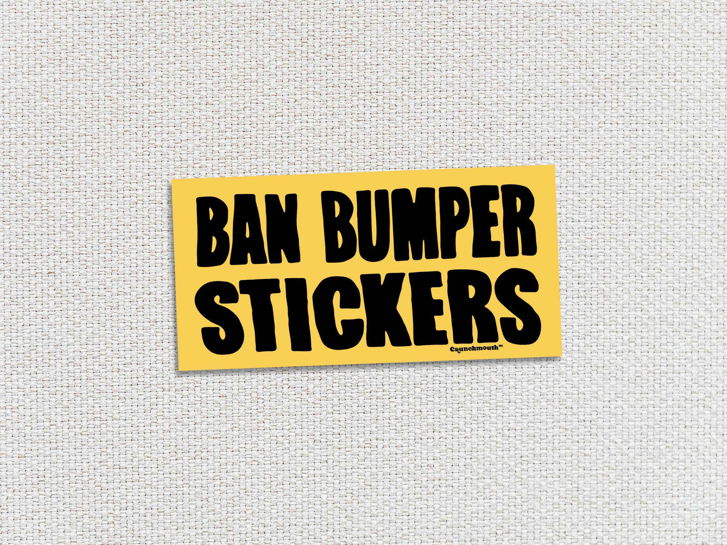 ban bumper stickers bumper sticker, white textured background