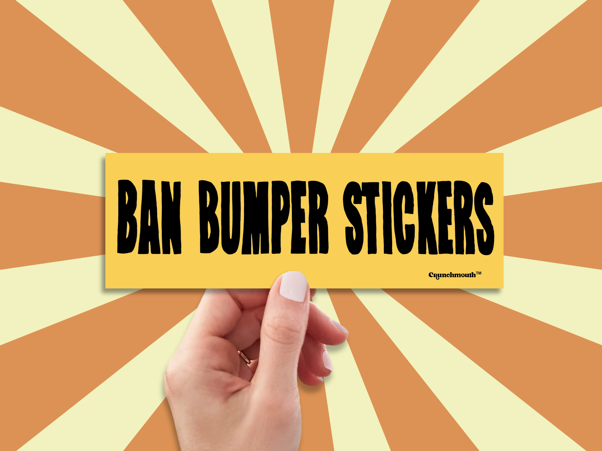 ban bumper stickers bumper sticker, hand display, sun rays design background
