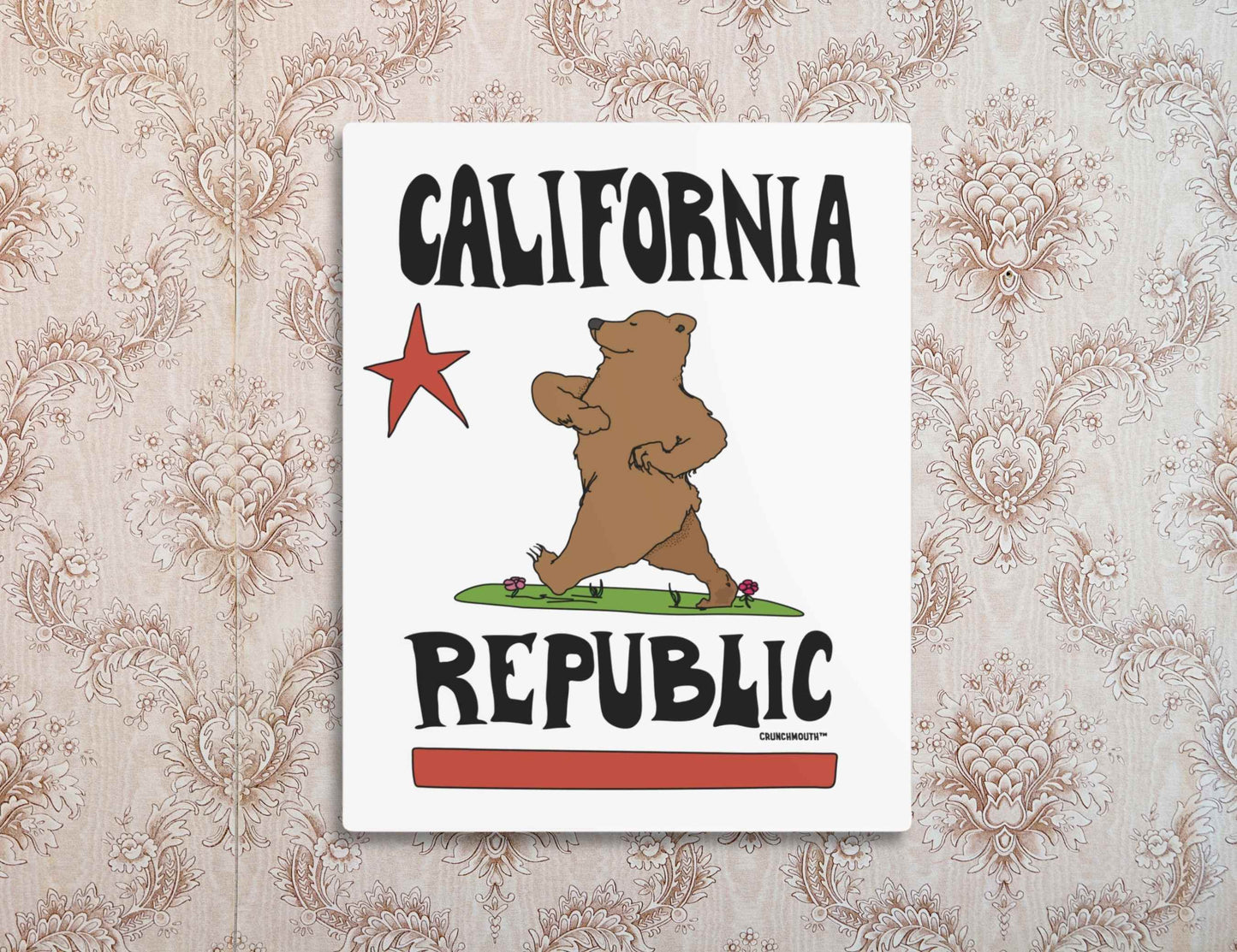 california republic metal wall art sign, flag parody, retro wallpaper background
