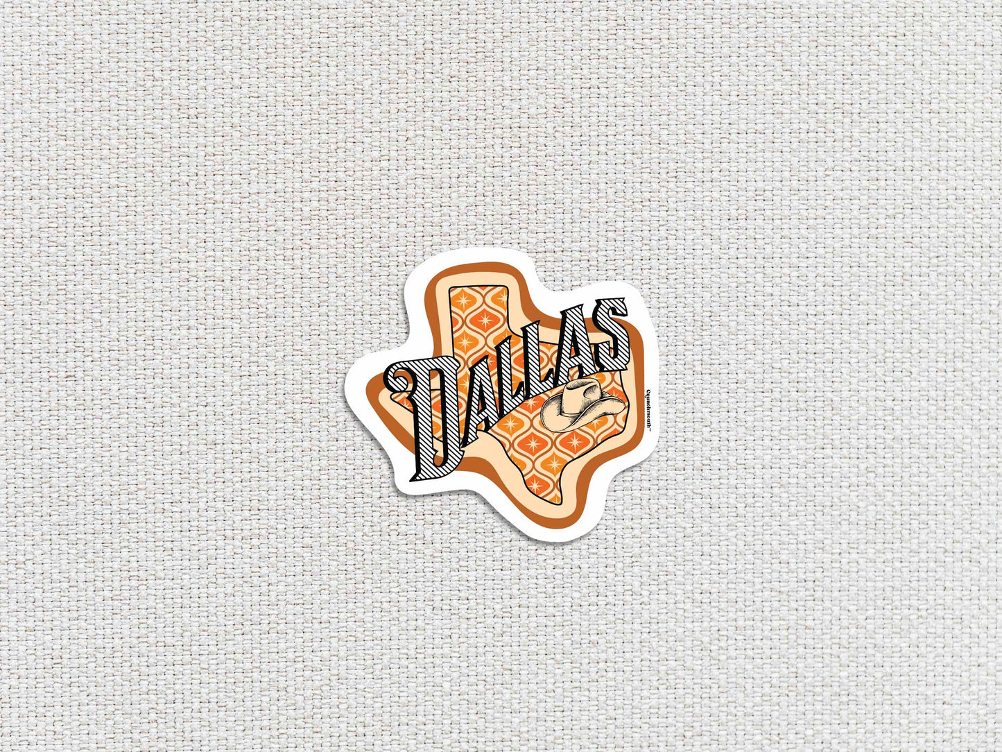 dallas travel luggage sticker, white textured background