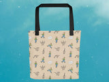 silly goose reusable tote bag, flat, blue sky background