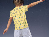 angry goose chases man shirt for boys and girls, back, boy, starry night background