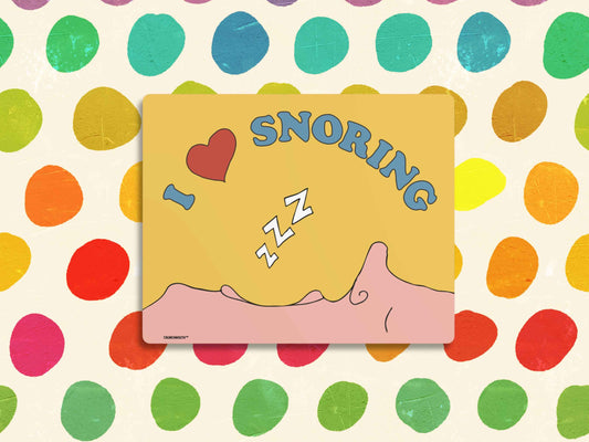 i love snoring metal wall art sign, colorful polka dot background