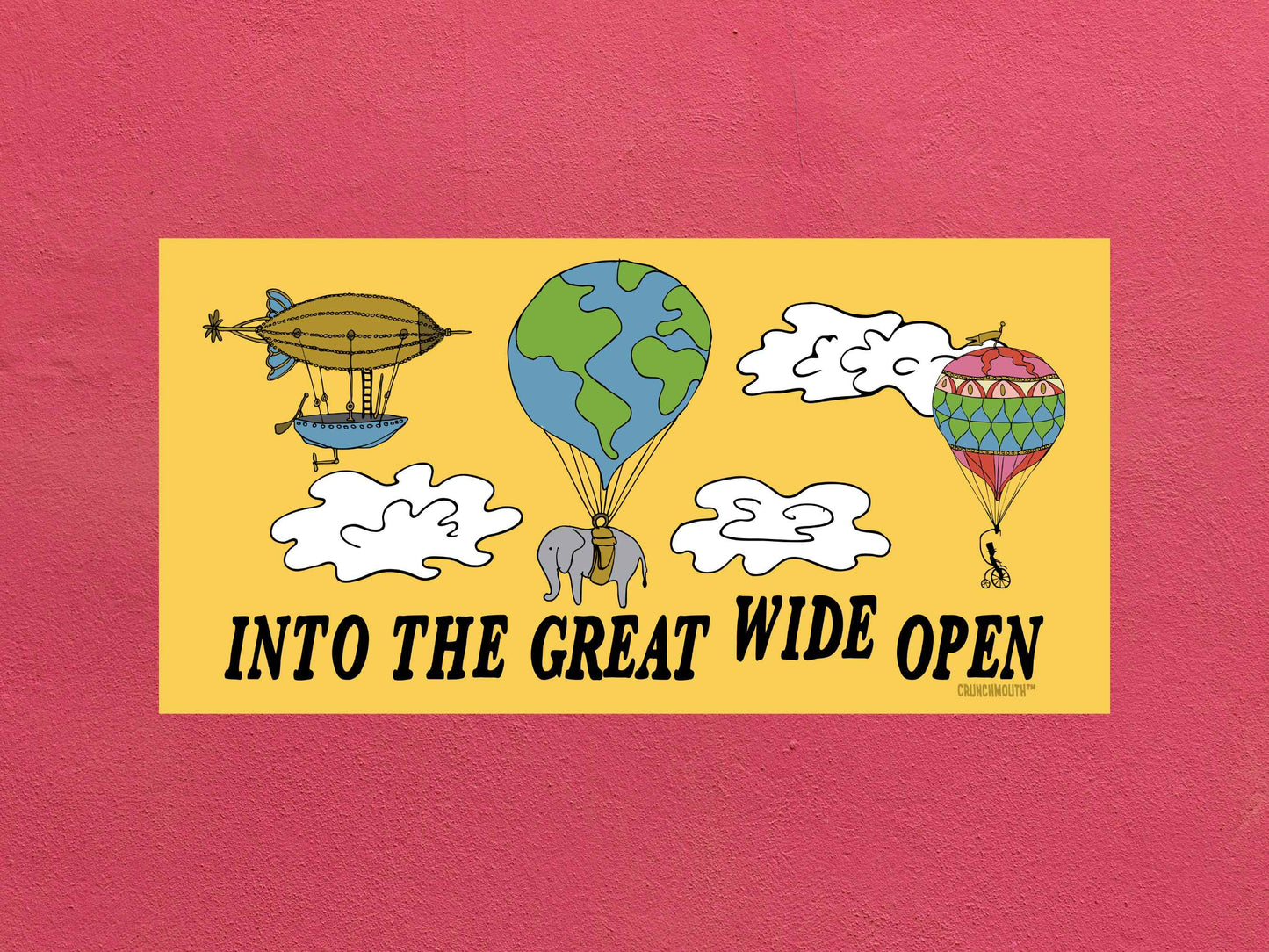 into the great wide open bumper sticker, rose color background