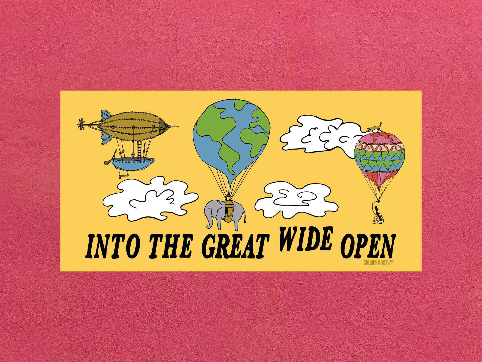 into the great wide open bumper sticker, rose color background