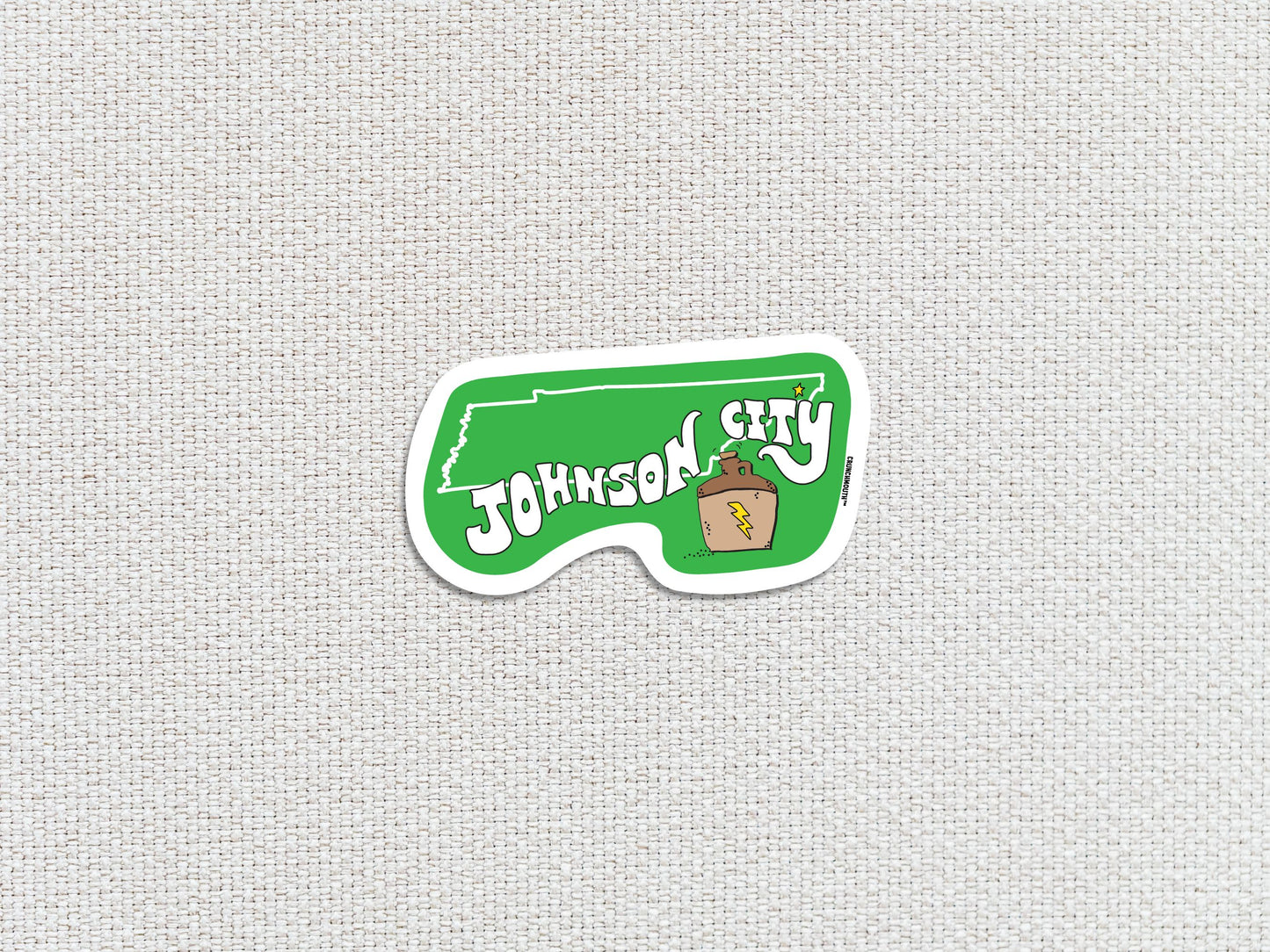 johnson city tennessee travel luggage sticker, white textured background