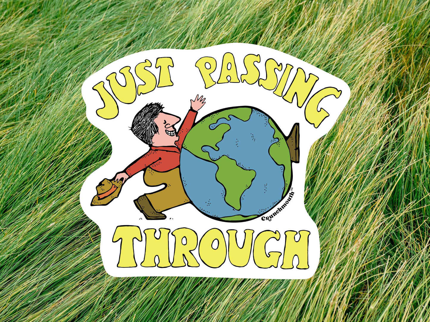 this world is not my home i'm just a passing through waterproof vinyl sticker, green grass background