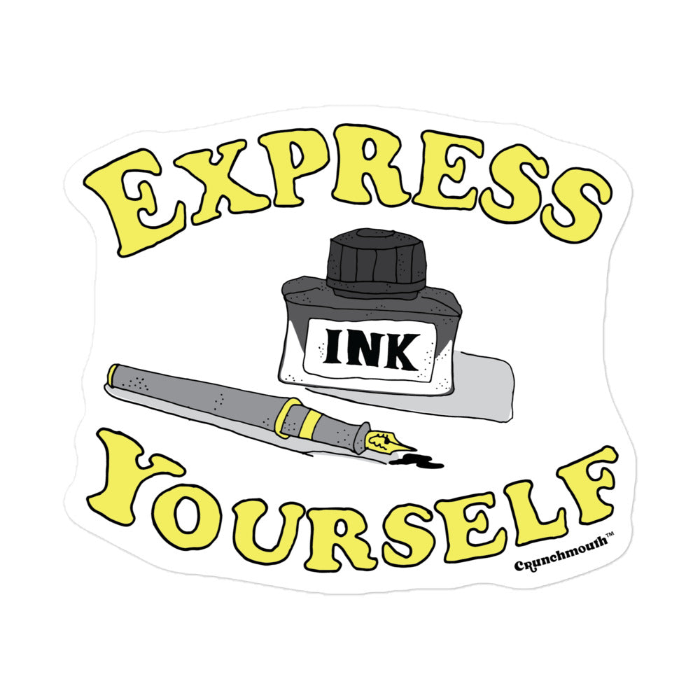 Express Yourself Fountain Pen and Inkwell Vinyl Sticker