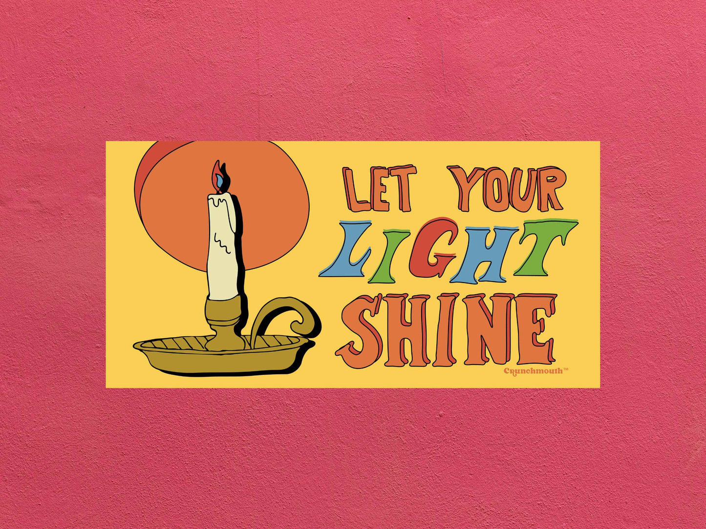 let your light shine, Christian bumper sticker, rose color textured background