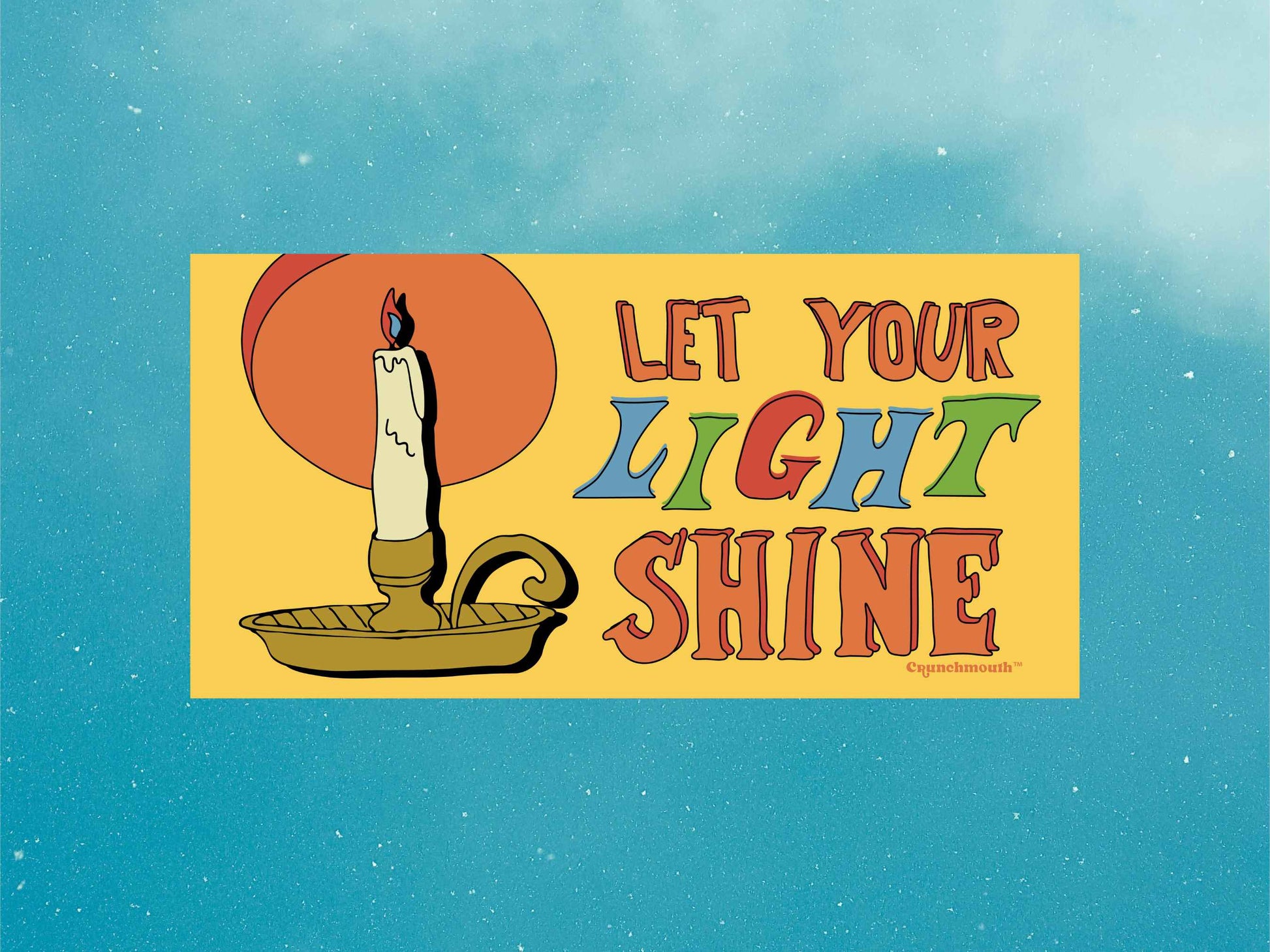 let your light shine, Christian bumper sticker, blue sky background