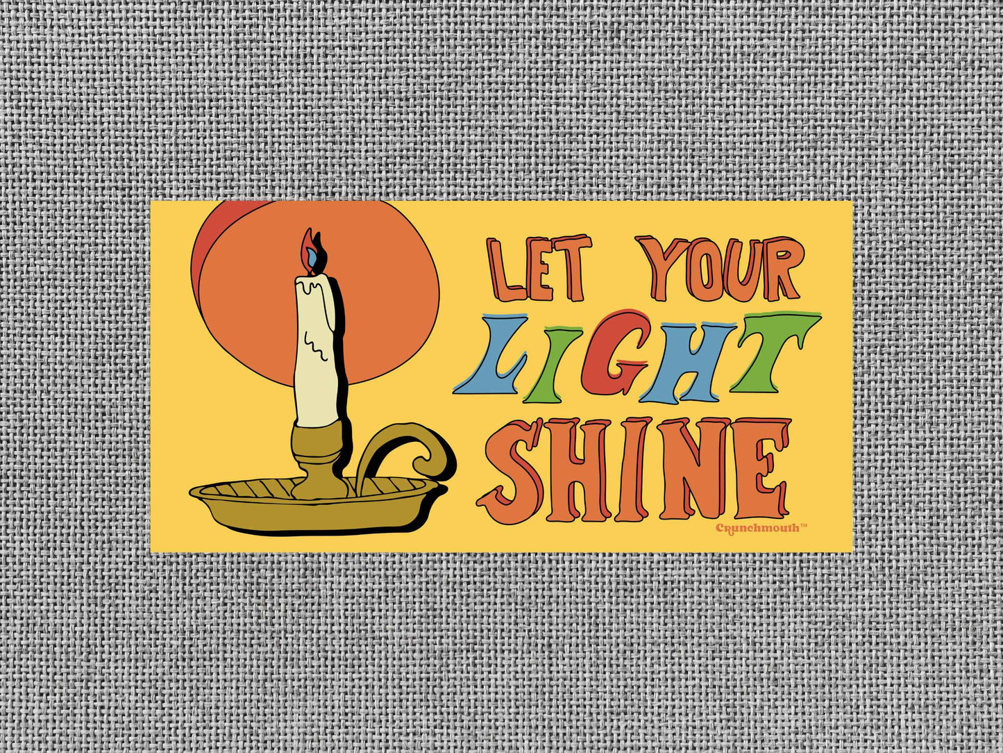 let your light shine, Christian bumper sticker, gray textured background