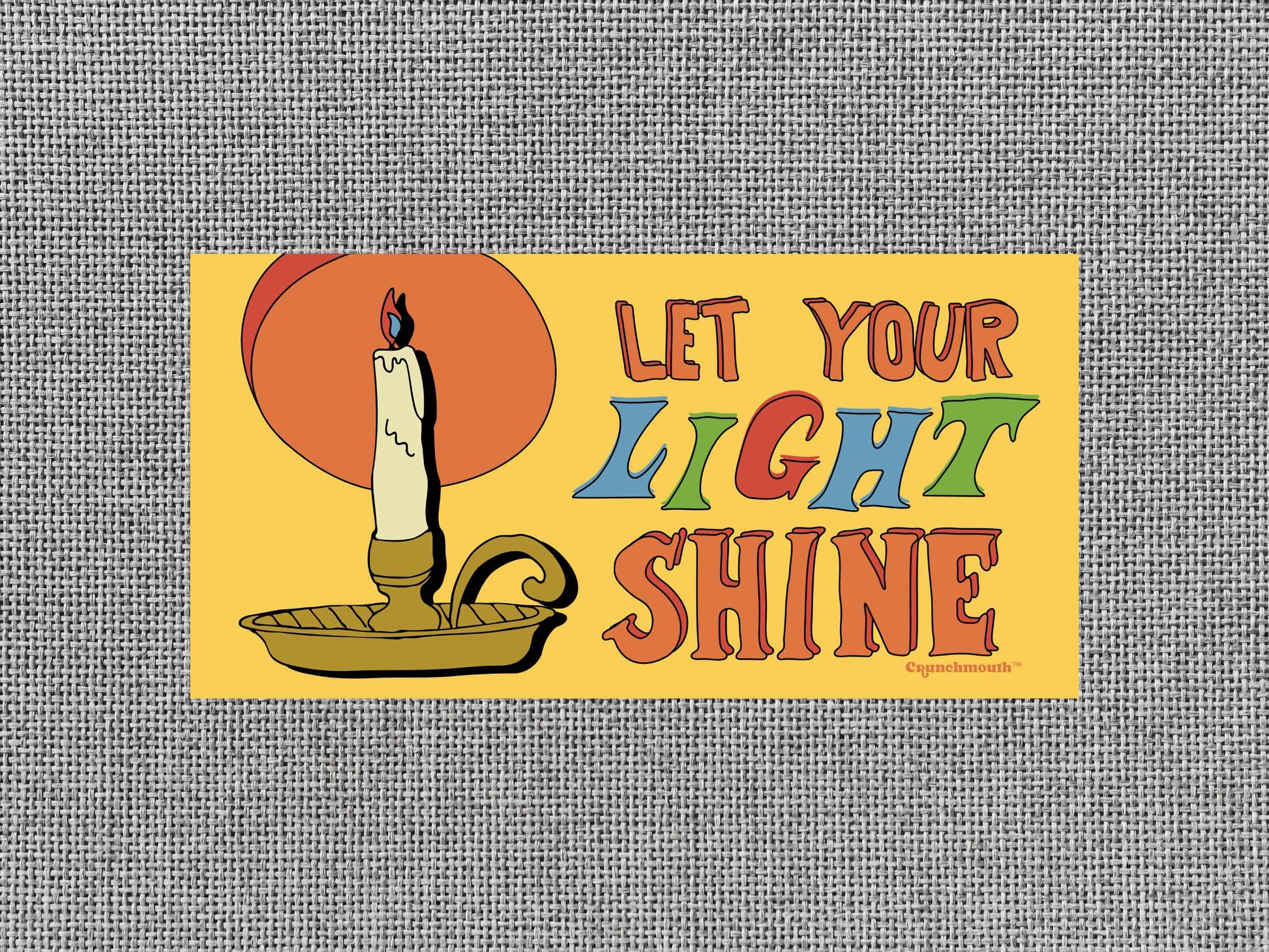 let your light shine, Christian bumper sticker, gray textured background