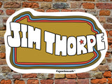 jim thorpe pennsylvania sticker, red brick wall background