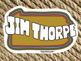 jim thorpe pennsylvania waterproof vinyl decal, woven rug background
