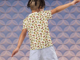 tap dancing squirrel in traffic all over print shirt, back, boy, geometric pattern background