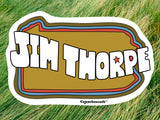jim thorpe vinyl sticker, green grass background