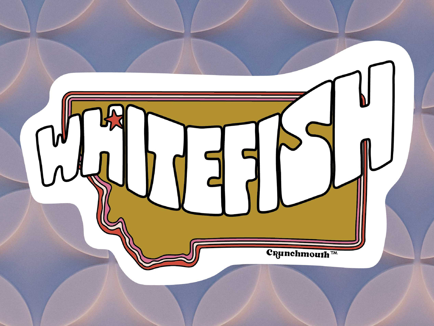whitefish mt waterproof vinyl decal, geometric pattern background