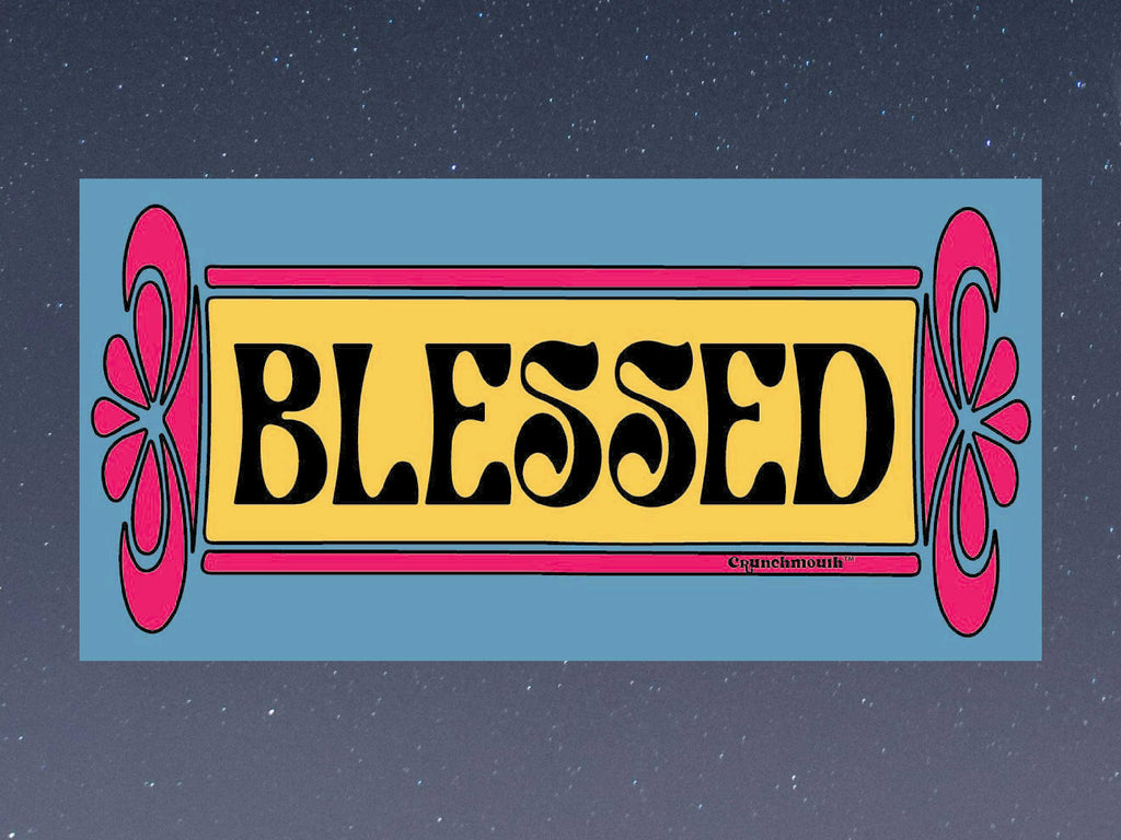 blessed bumper sticker, night sky background