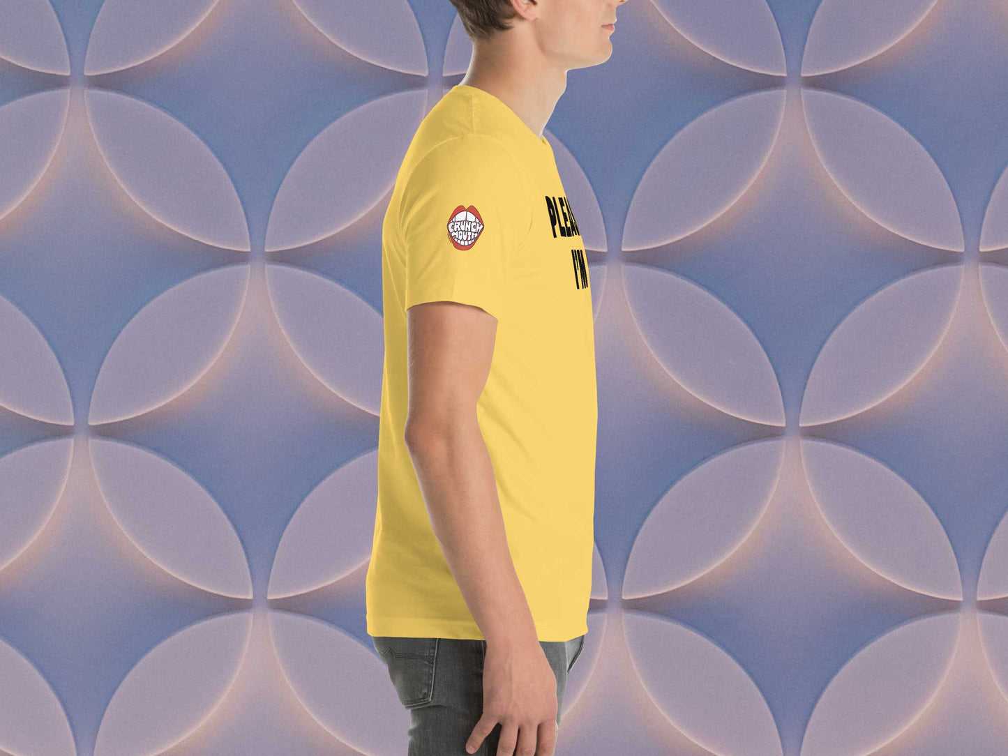 please think i'm cool graphic tee, right, male, geometric pattern background