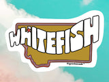 whitefish montana waterproof vinyl sticker, cloud sky background