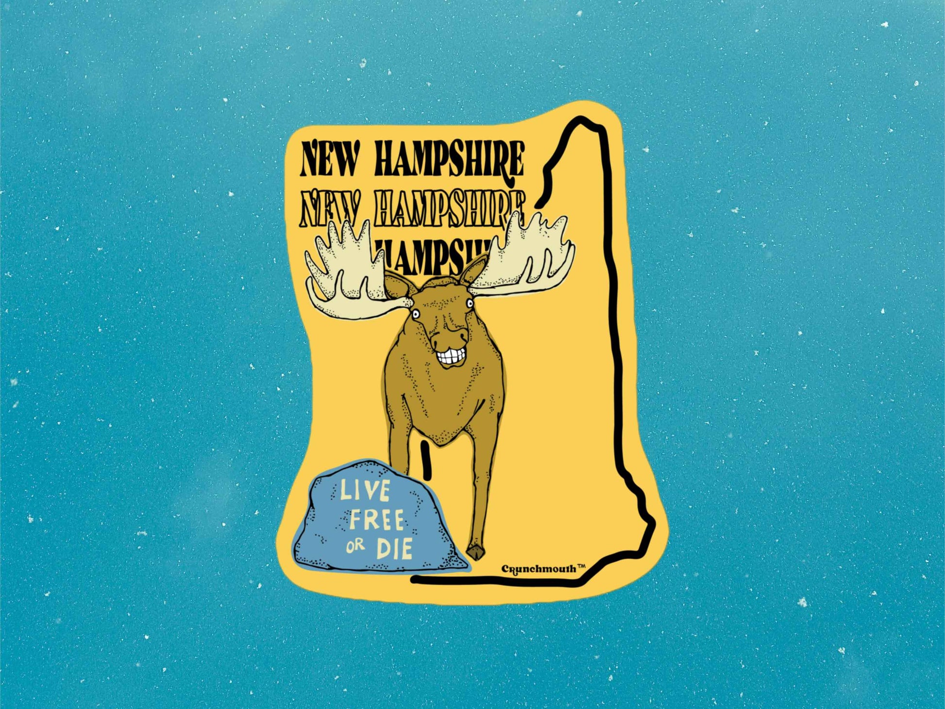 new hampshire sticker, live free or die, travel luggage stickers, blue sky background