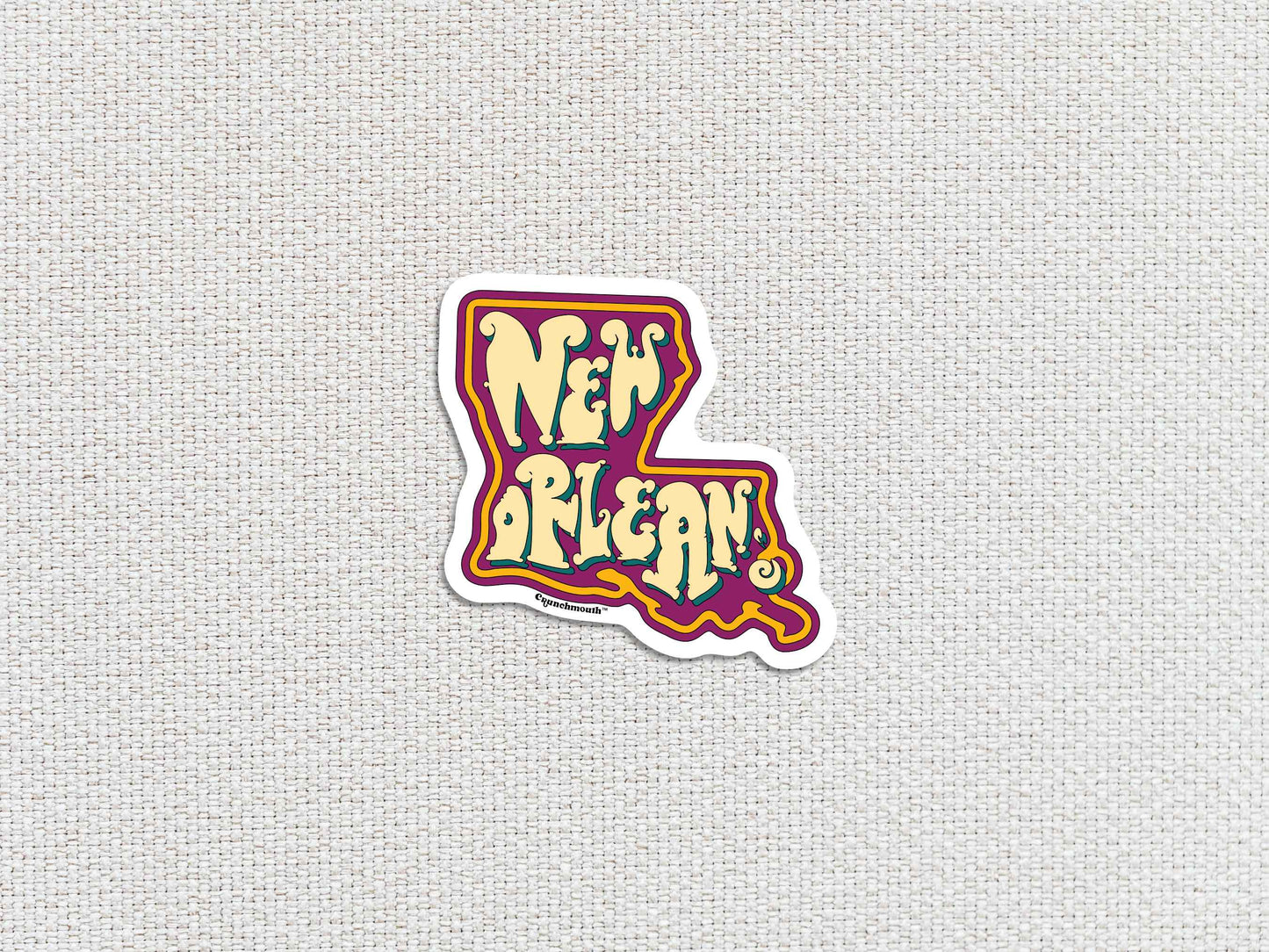 new orleans travel luggage sticker, white textured background