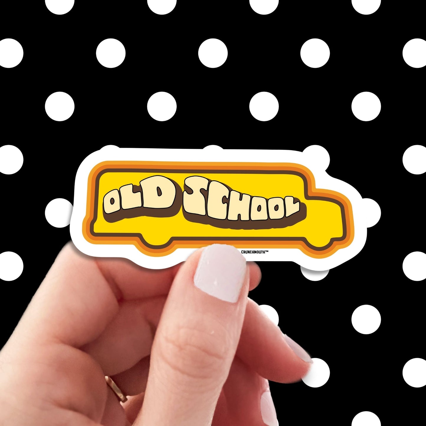 old school sticker, hand display, polka dots pattern design background