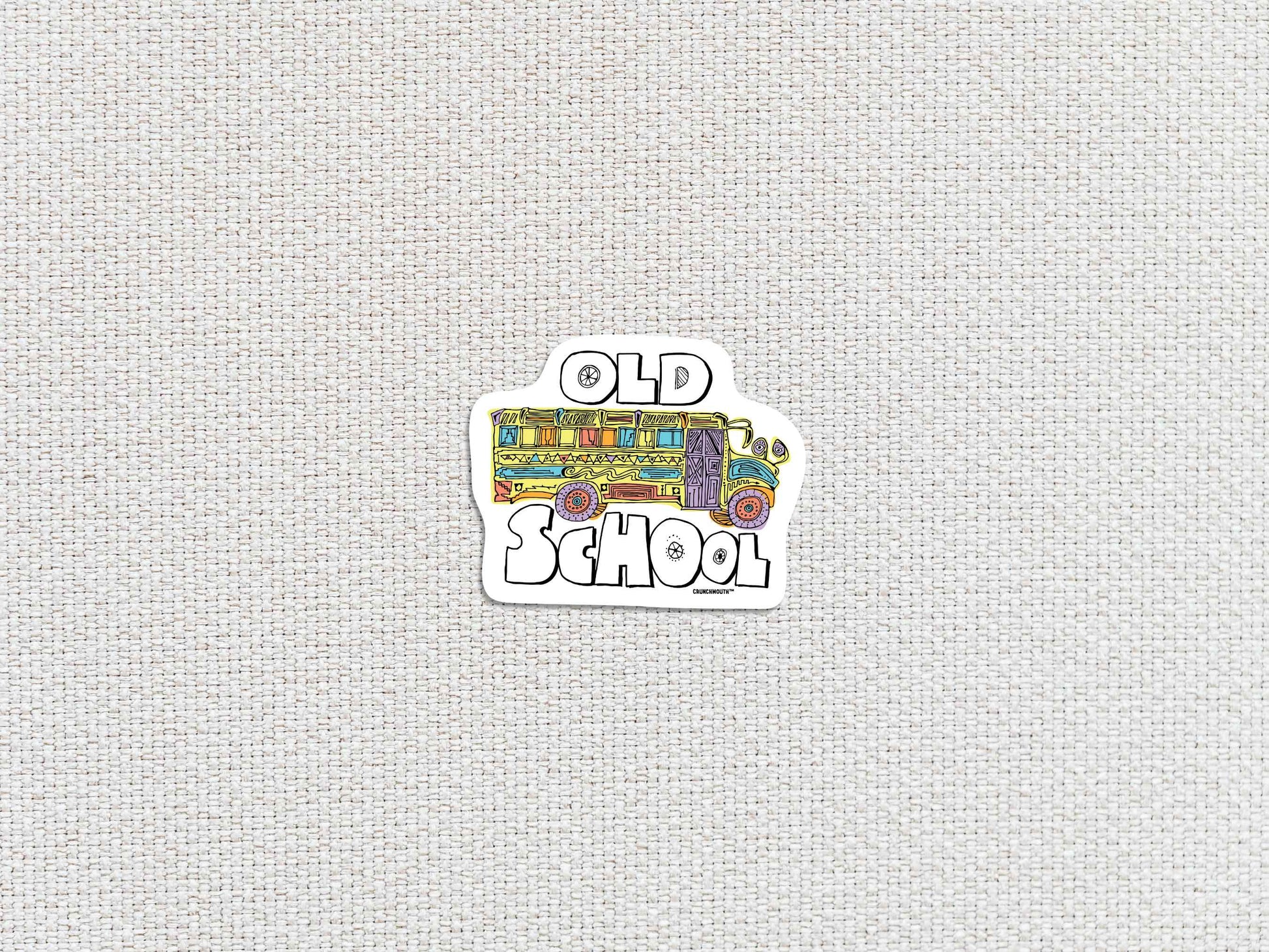 old school sticker, white textured background