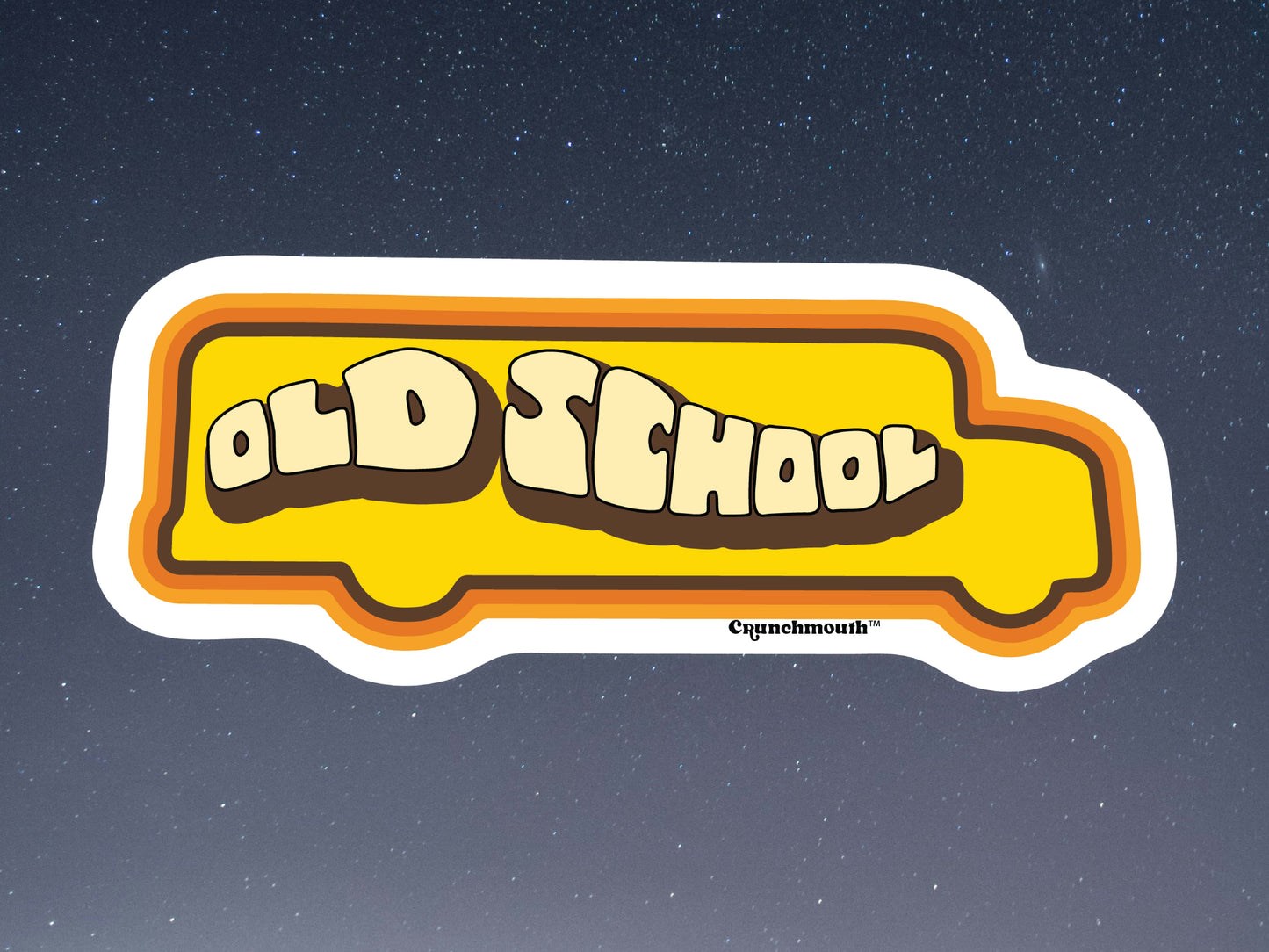 old school waterproof vinyl laptop sticker, starry night sky background