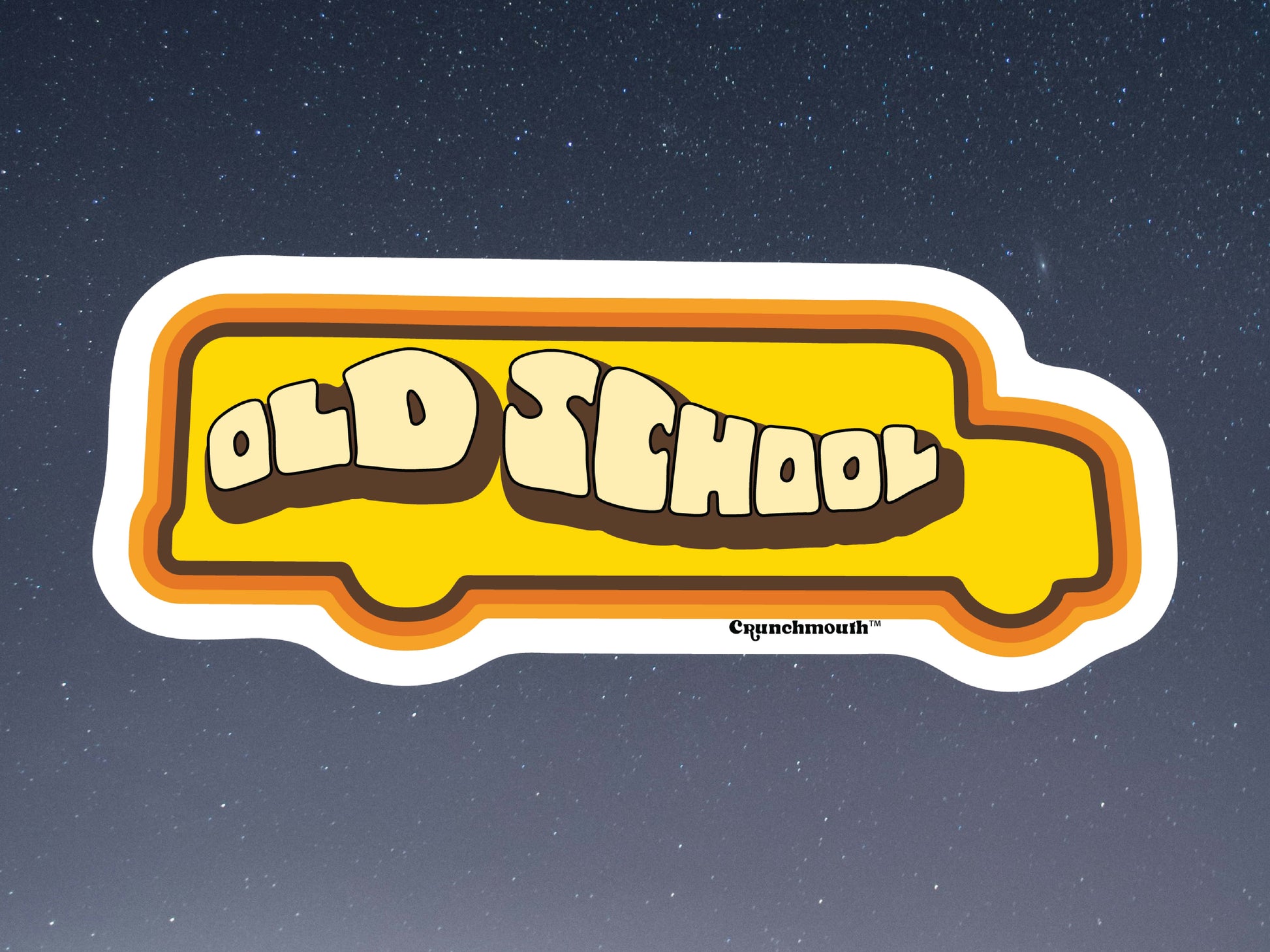 old school waterproof vinyl laptop sticker, starry night sky background