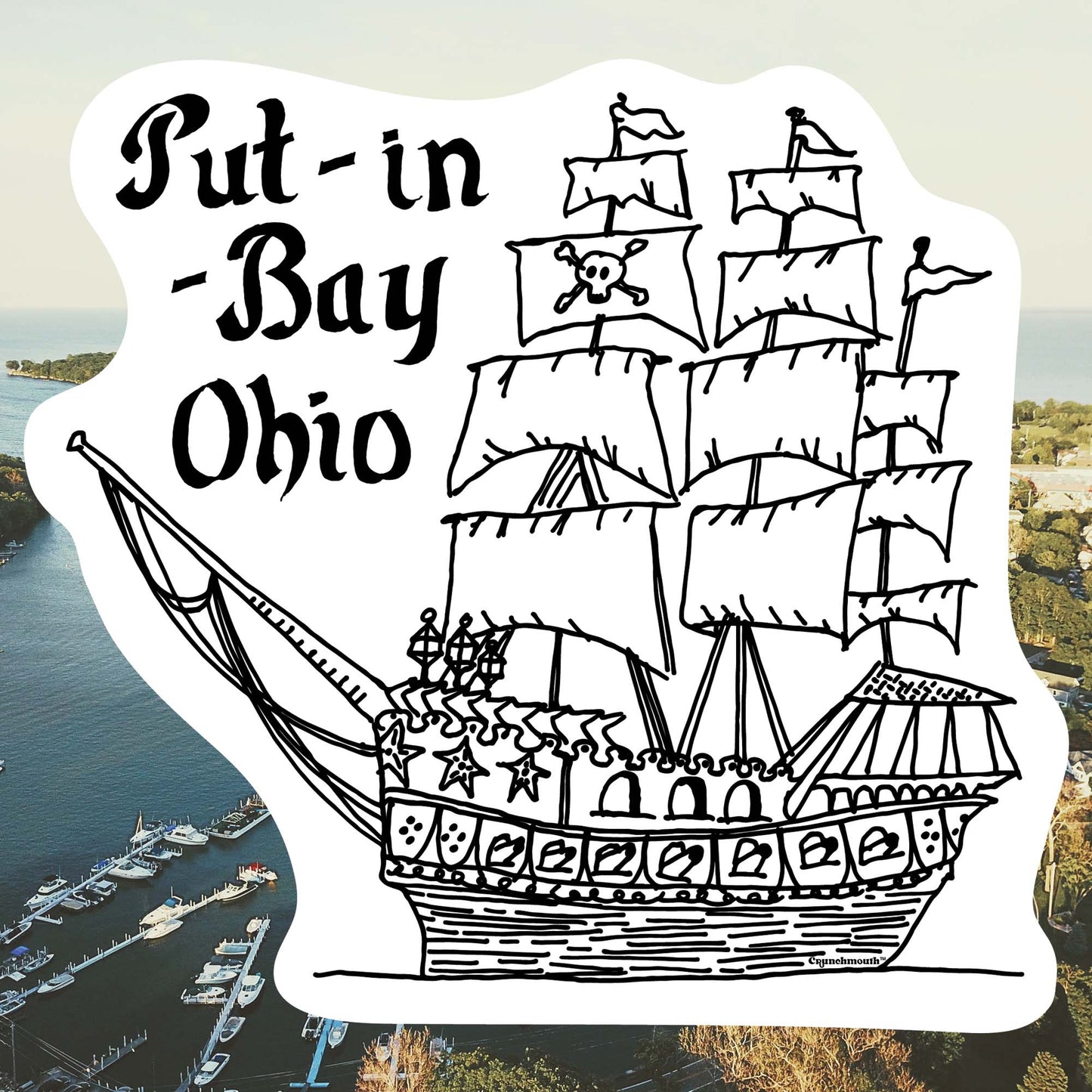 put in bay pirate ship laptop sticker