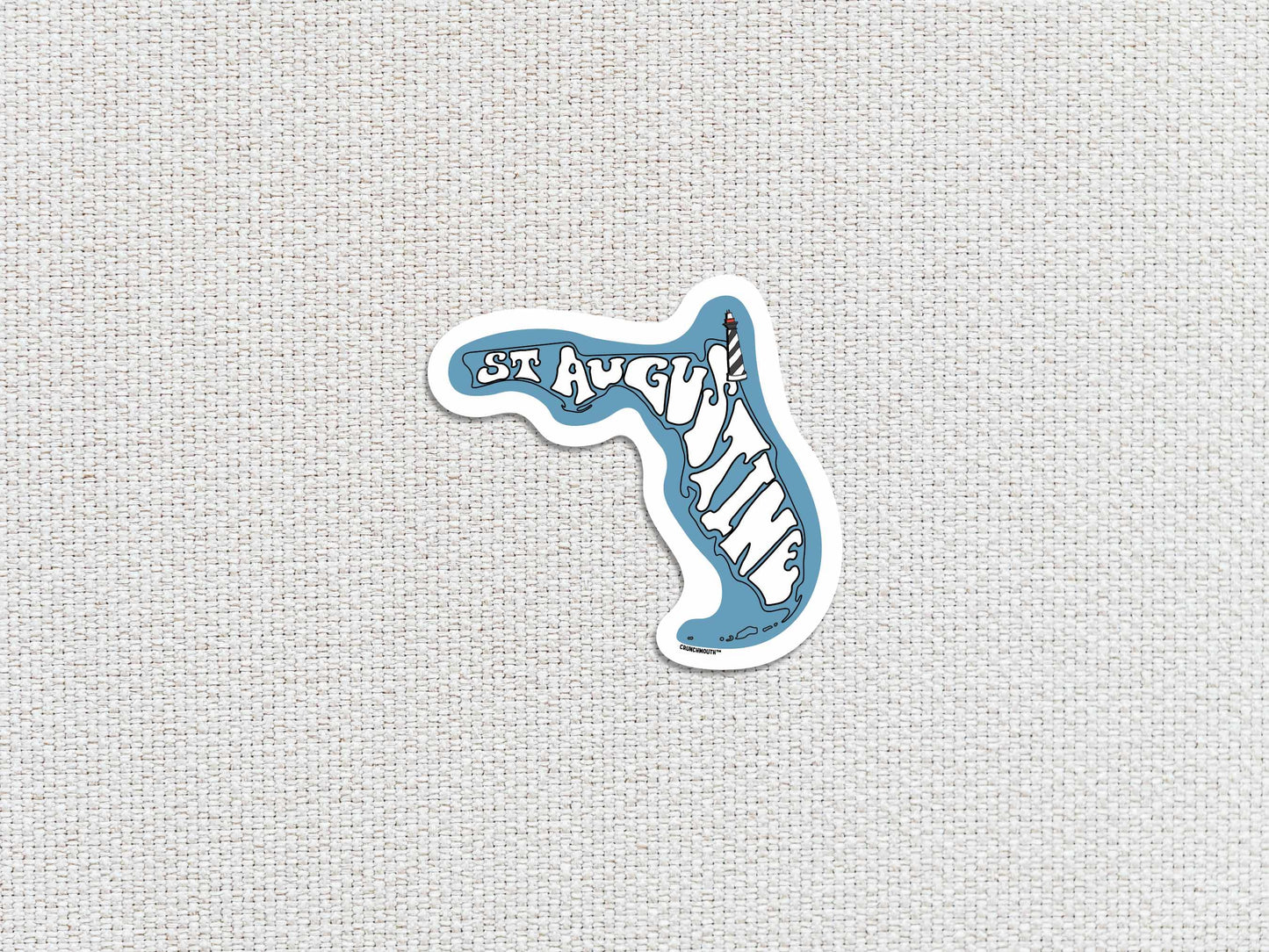 st augustine travel luggage sticker, white textured background