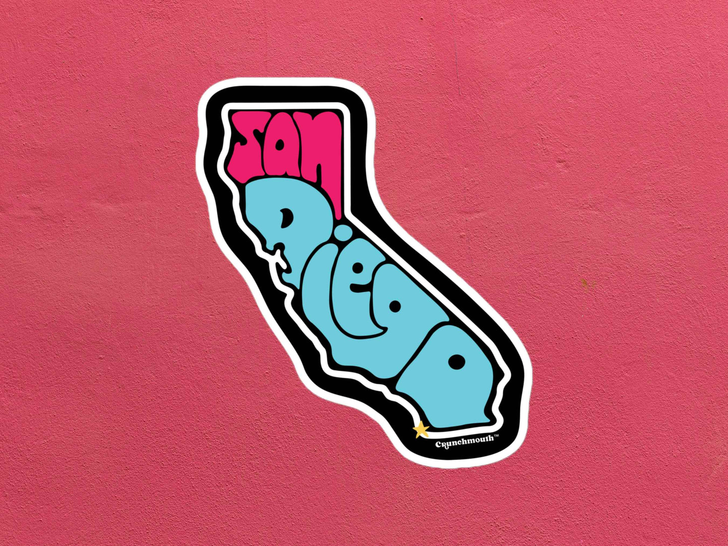 san diego sticker, rose color textured background