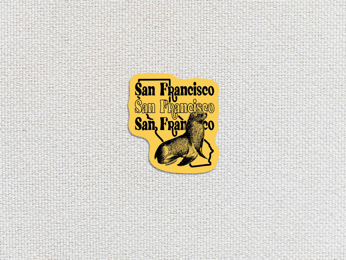 san francisco travel luggage sticker, white textured background