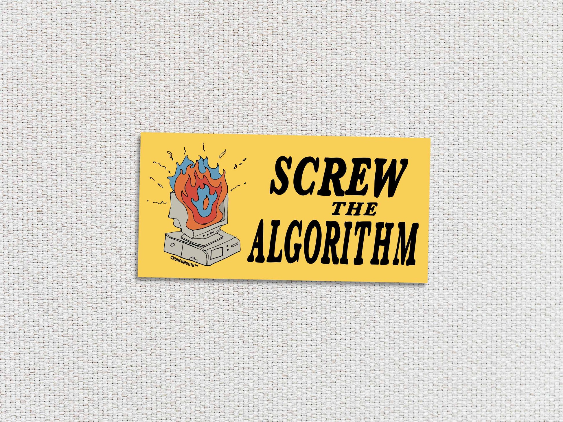 screw the algorithm bumper sticker, white textured background