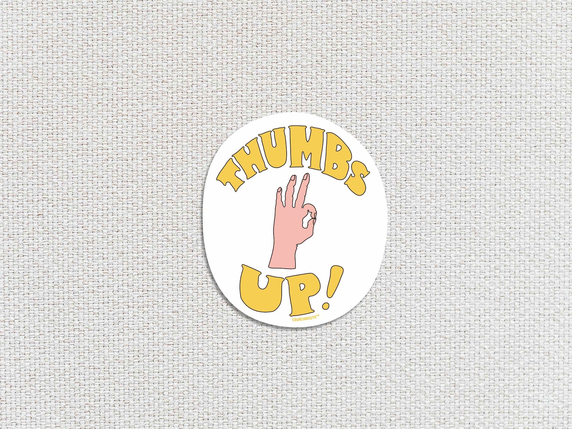 thumbs up sarcastic motivational sticker, white textured background