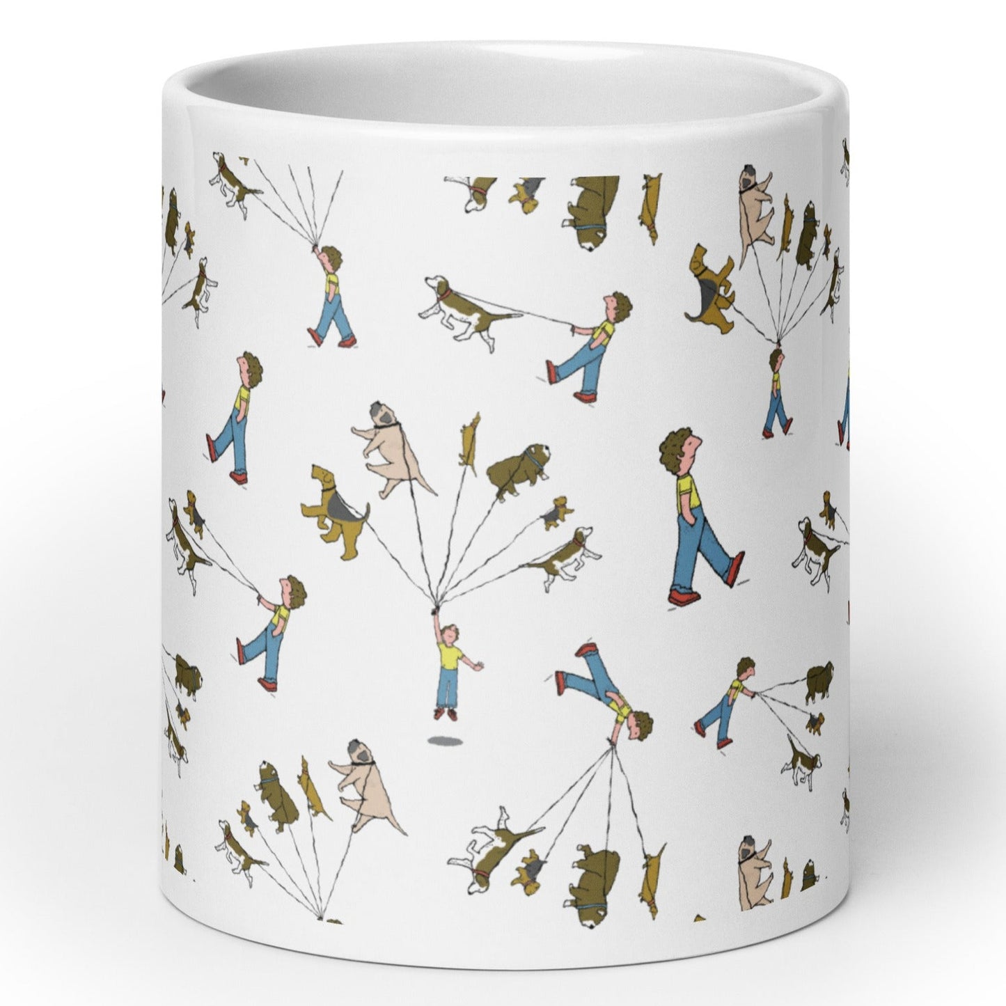 dog walker pattern coffee mug, angle 3