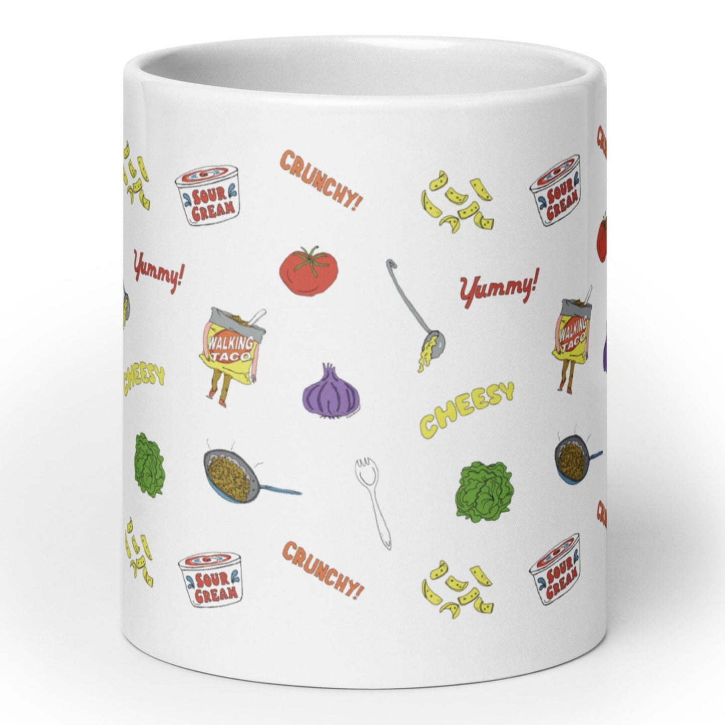 walking taco all over print coffee mug, angle 3