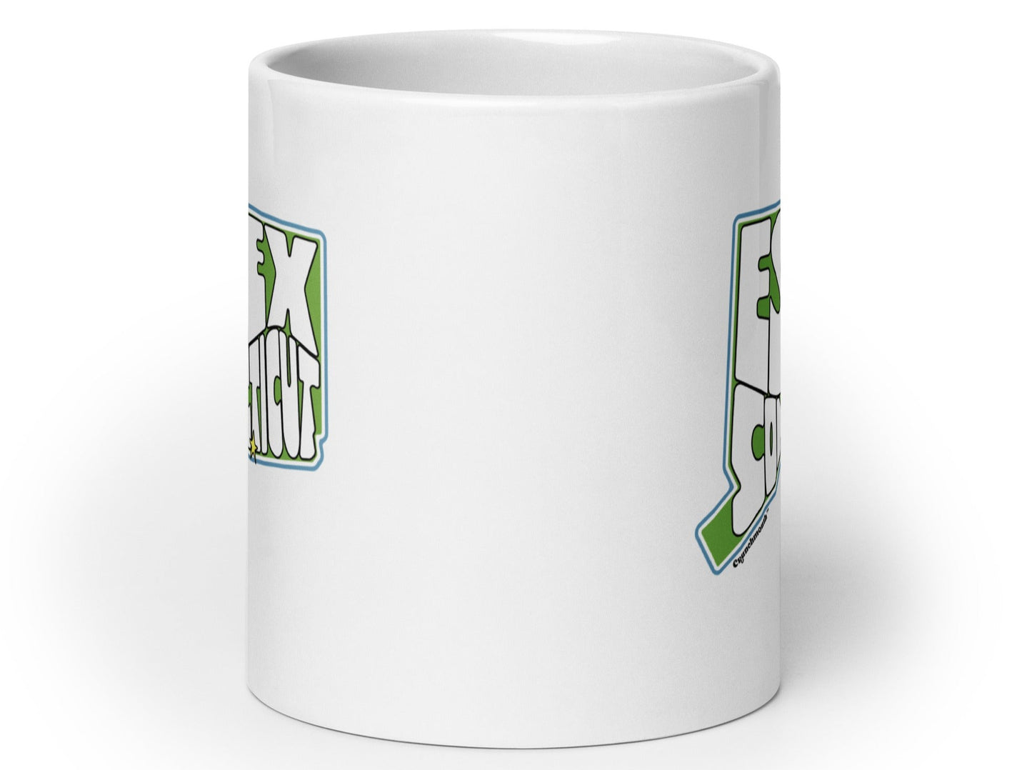 essex connecticut 20 ounce coffee mug, handle in back