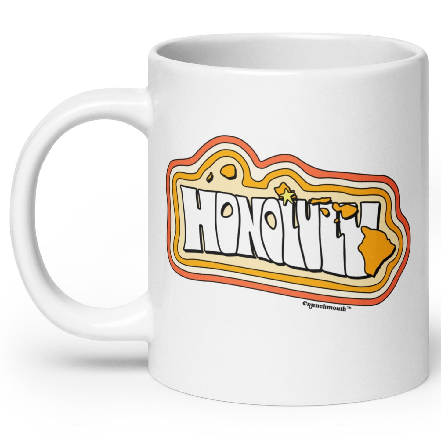 honolulu hawaii large white ceramic mug, angle 2