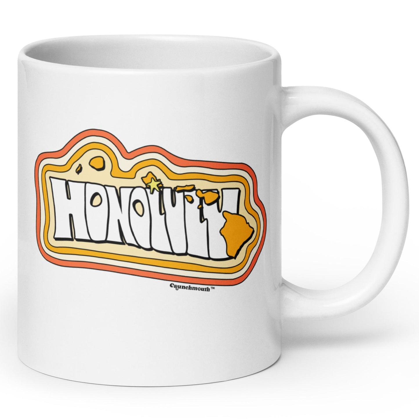 honolulu hawaii large white ceramic mug, angle 1