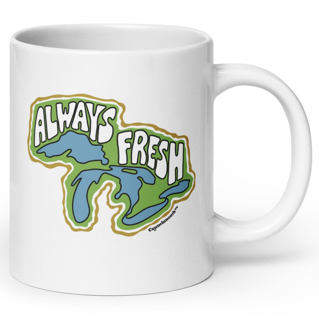 great lakes "always fresh" coffee mug, angle 1