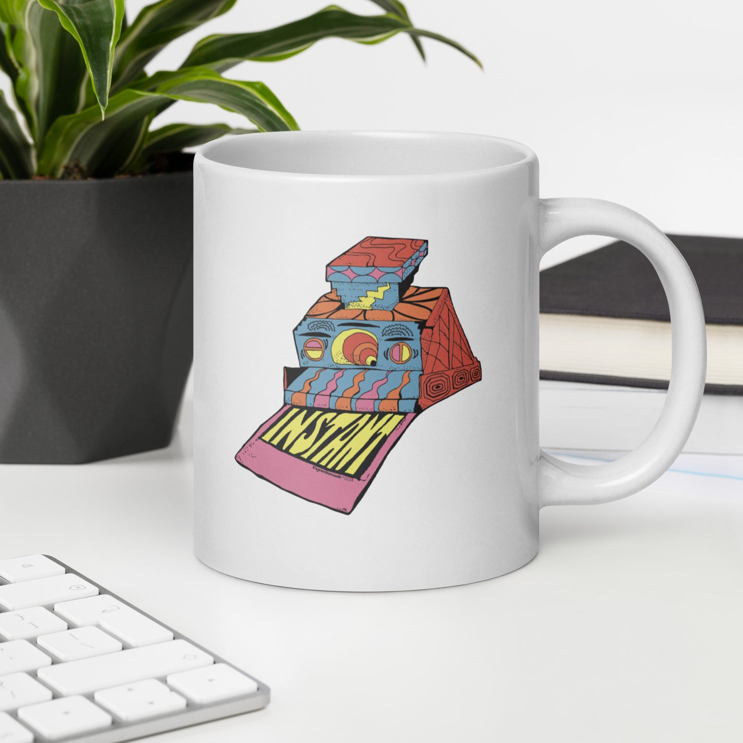 polaroid instant camera 20 ounce mug displayed in context