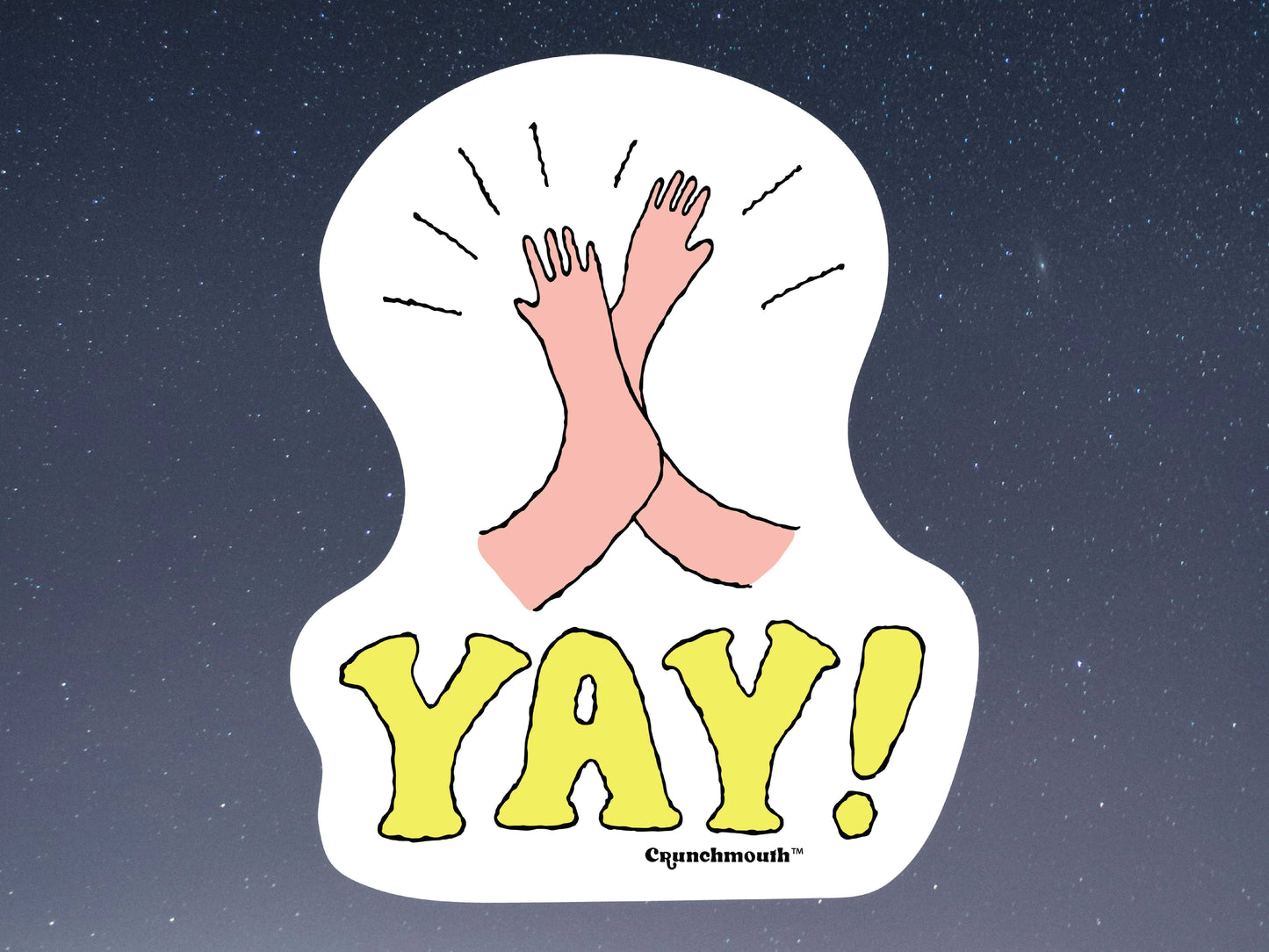 high five sticker, starry night sky background
