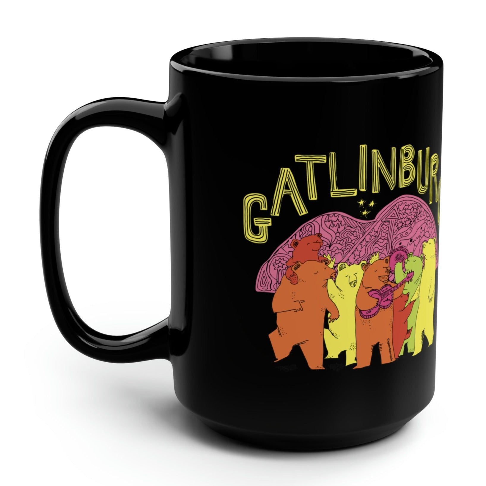 gatlinburg sevierville pigeon forge glossy black coffee mug